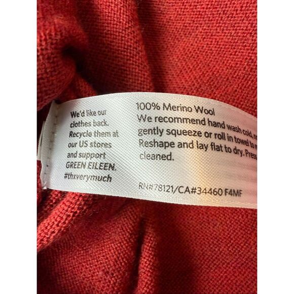 Eileen Fisher 100% Merino Wool Orange Red Long Sleeve Tunic Top Size M Petite - Picture 5 of 9